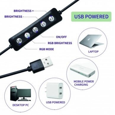 Apskritas šviestuvas selfiams, 10W, 5V, CCT spalvos 1