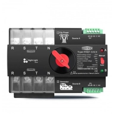 Automatinis perjungėjas (ATS) АВР TOMZN TOQ7-125 4P/125A, 3 fazės, Type2