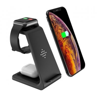 Bevielis įkroviklis, telefono stovelis, 3in1, iPhone'ams
