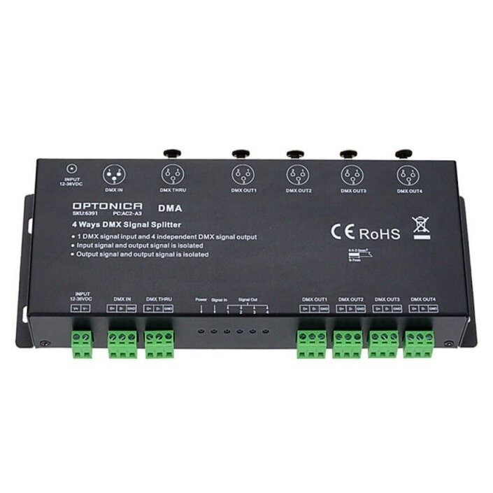 DMX Signal Amplifier, Splitter, 4 Ways 1