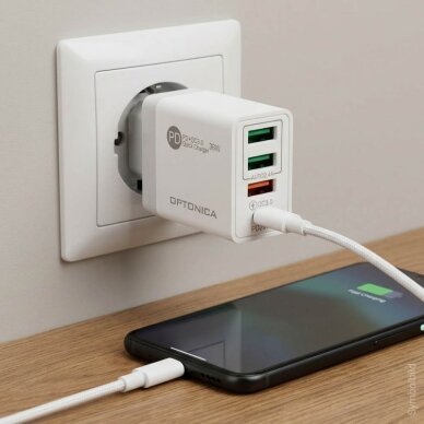 Greitas įkroviklis, 3xUSB, baltas 3