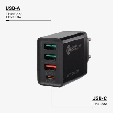 Quick Charger, PD+QC3.0, 36W, Black 2