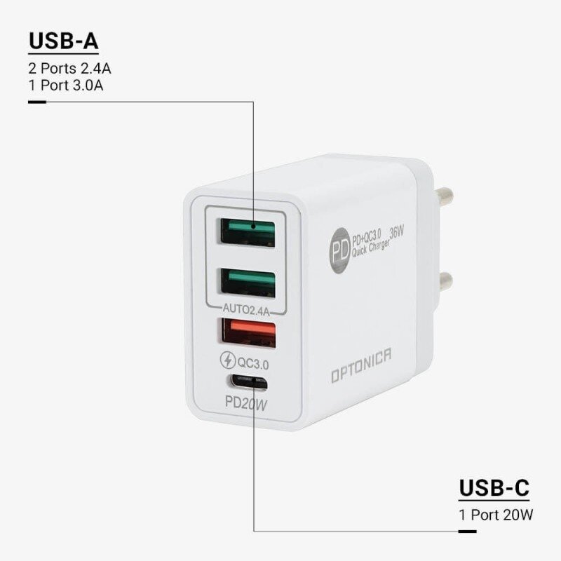 Greitas įkroviklis, 3xUSB, baltas 2