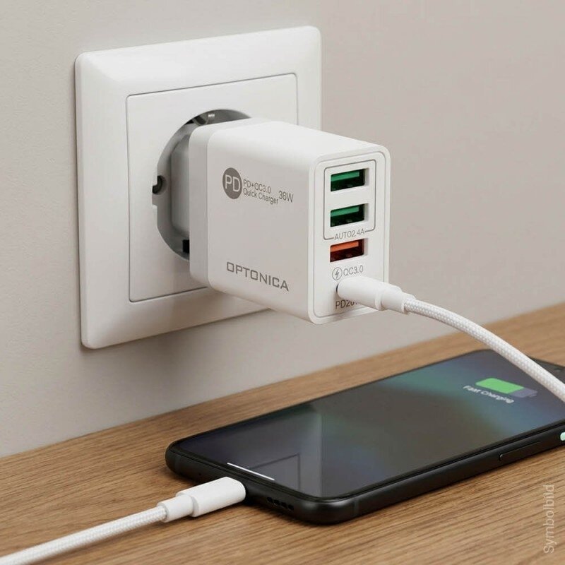 Greitas įkroviklis, 3xUSB, baltas 3