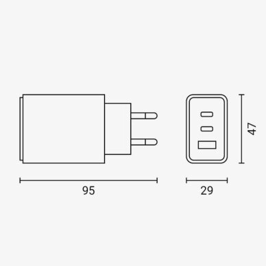 GaN Adapted Type-C / Type-A, 65W, White 6