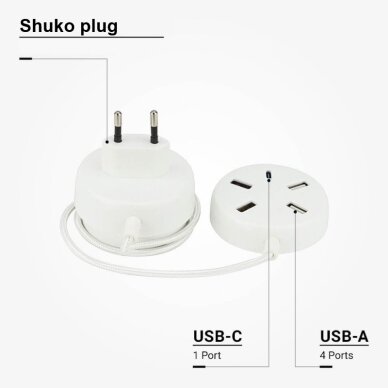 Įkrovimo stotelė-daliklis, USB 4xTYPE-A, 1xTYPE-C 4