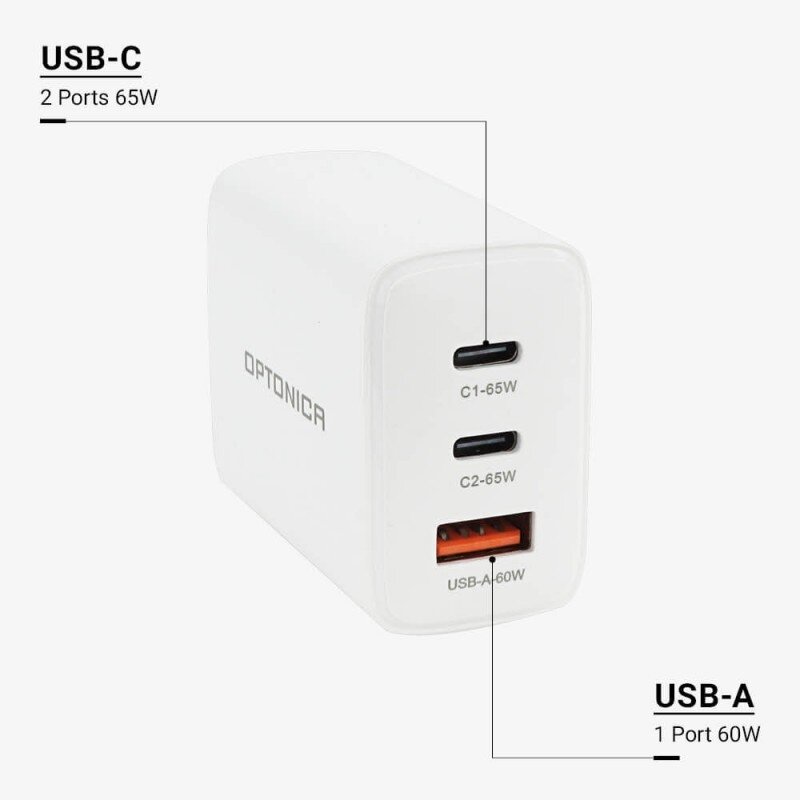 GaN Adapted Type-C / Type-A, 65W, White 4