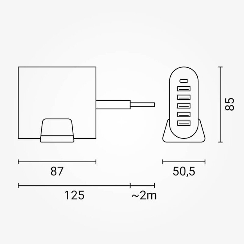 Įkrovimo daliklis, USB 5xTYPE-A, 1xTYPE-C 5