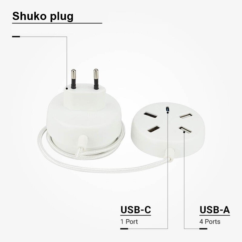 Įkrovimo stotelė-daliklis, USB 4xTYPE-A, 1xTYPE-C 4