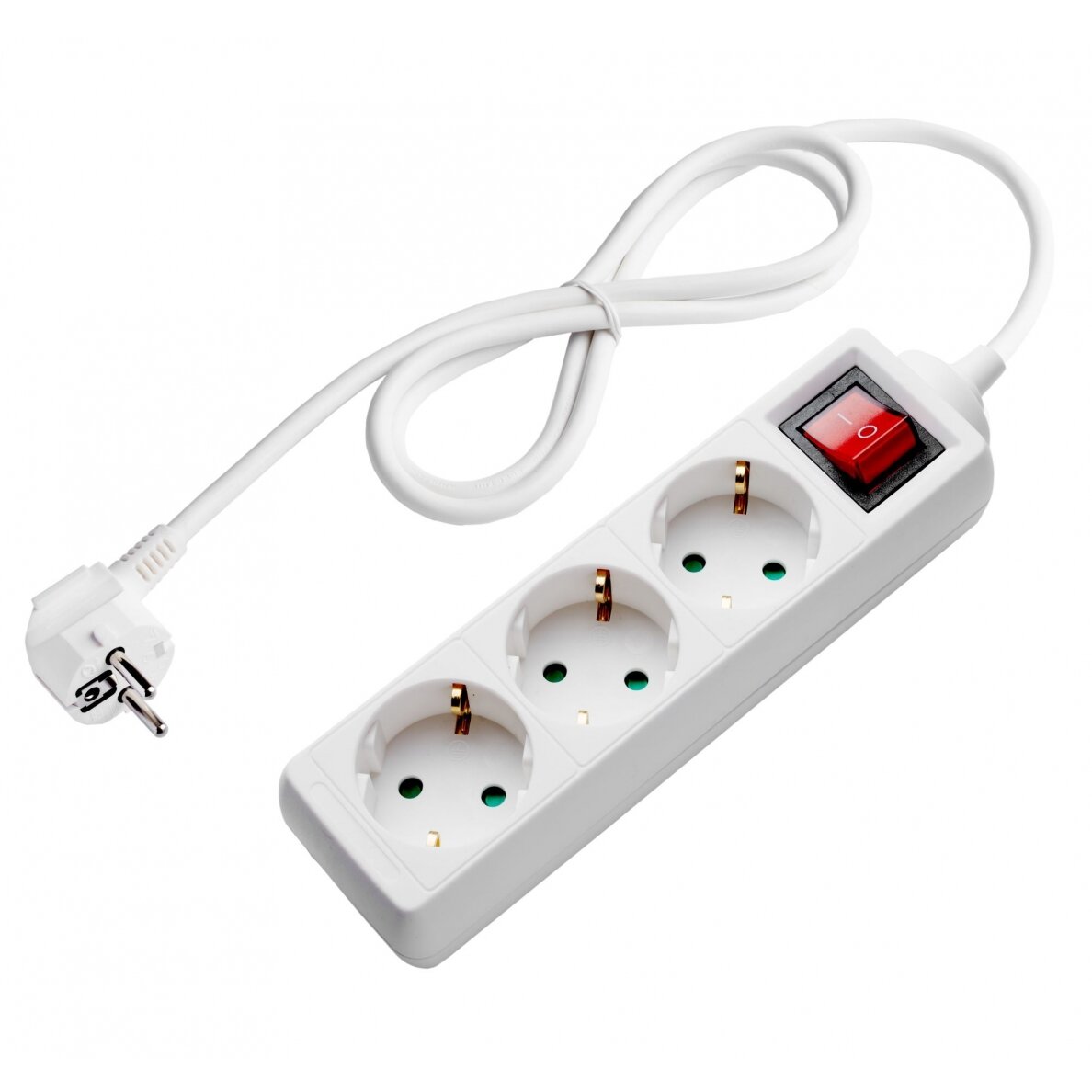 Power Strip, 3 Sockets, On/Off button, 3m