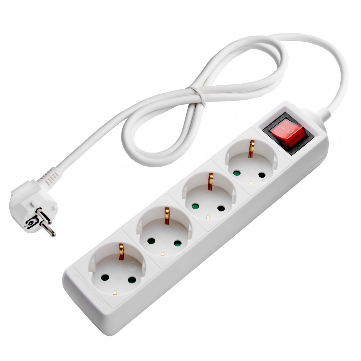 Power Strip, 4 Sockets, On/Off button, 3m
