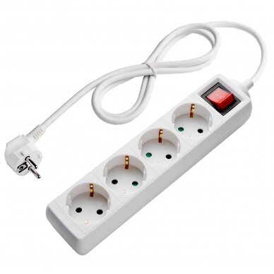 Power Strip, 4 Sockets, On/Off button, 1.5m