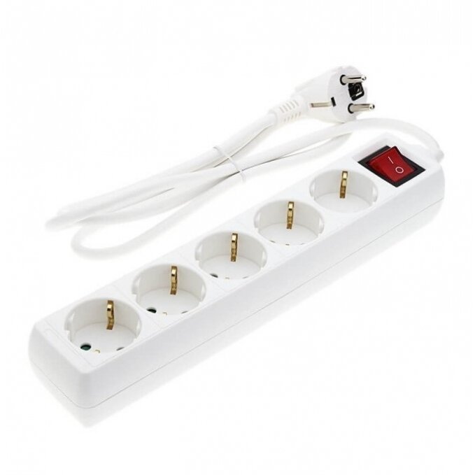 Power Strip, 5 Sockets, On/Off button, 1.5m 1