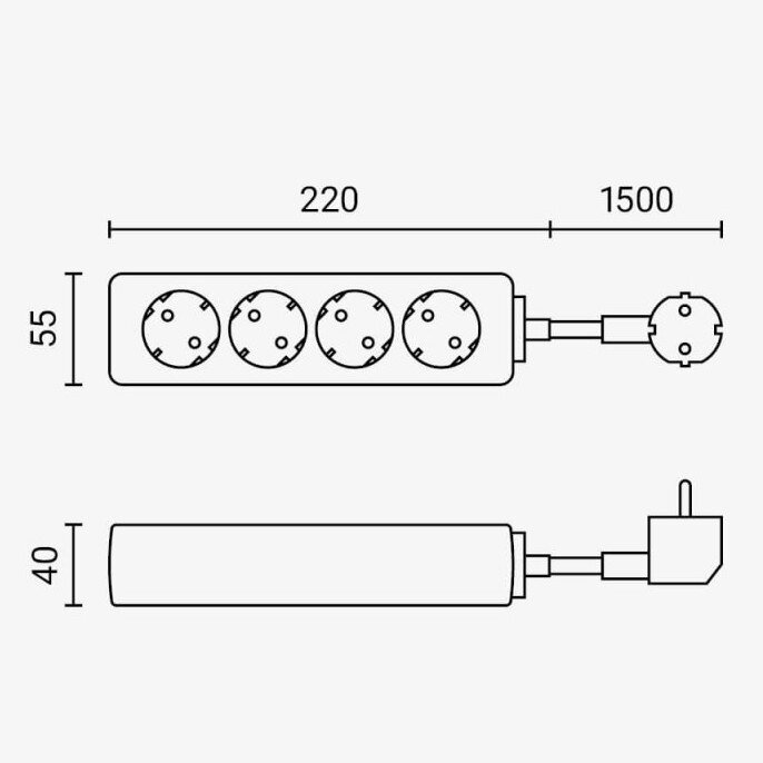 Power Strip, 4 Sockets, 1.5m 2