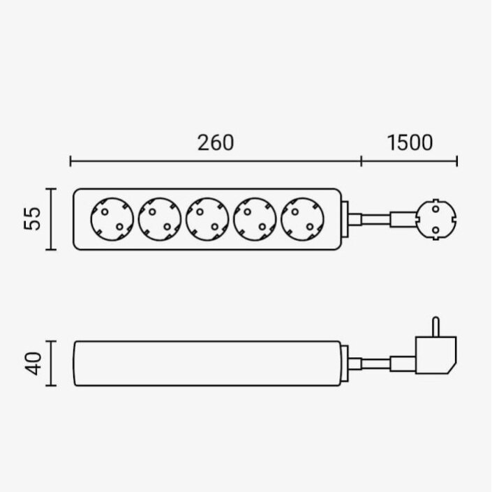 Power Strip, 5 Sockets, 1.5m 2