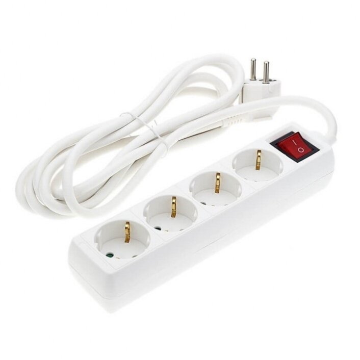 Power Strip, 4 Sockets, On/Off button, 1.5m 1