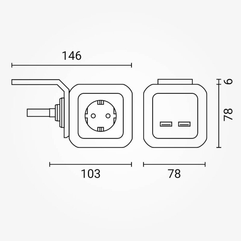 Ilgintuvas su USB 2xTYPE-A, 1.4m 4