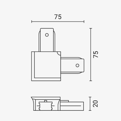 Connector For LED Track System, Angle, White 2