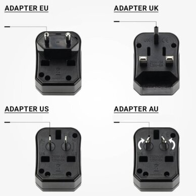 Kelioninis AC kištuko adapteris, visi standartai 3
