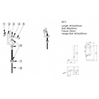 L laikiklis su M8x25mm varžtu ir savisriegiu 1