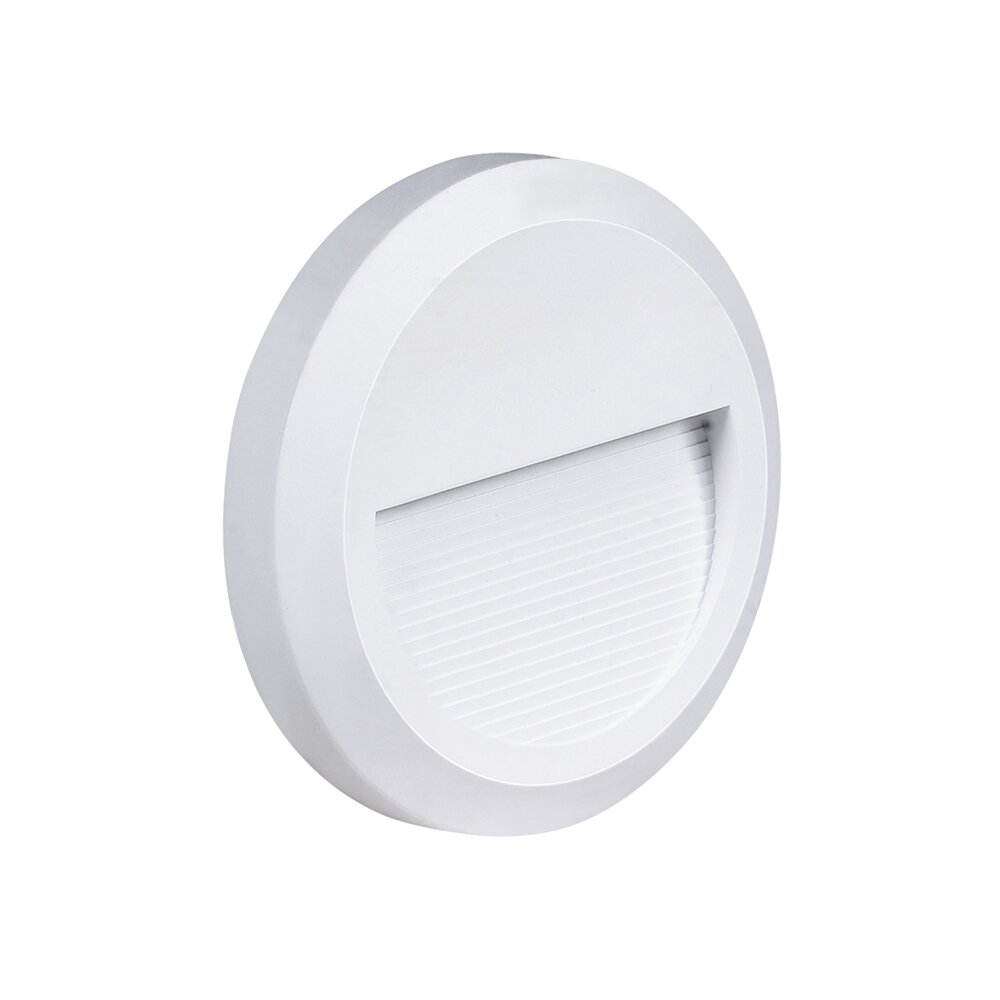 LED laiptų šviestuvas, apvalus, baltas, 2W, šilta balta šviesa