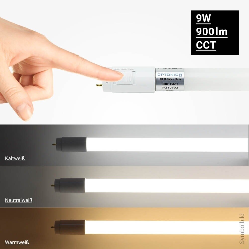 LED Tube T8 9W, Glass, CCT 3