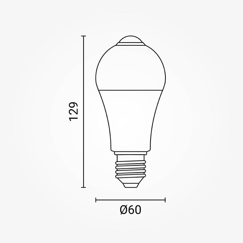 LED lemputė E27 7W, PIR jutiklis, neutrali balta šviesa 2