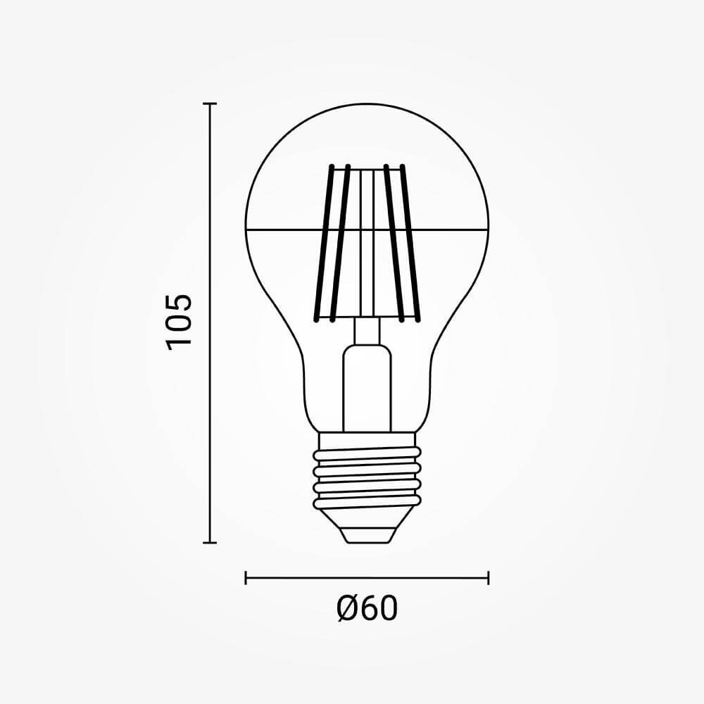 LED lemputė E27 A60 7W, pusiau auksinė, šilta balta šviesa 2