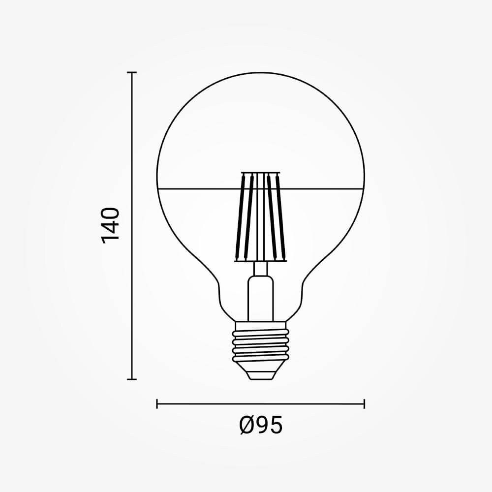 LED lemputė E27 G95 7W, pusiau auksinė, šilta balta šviesa 1