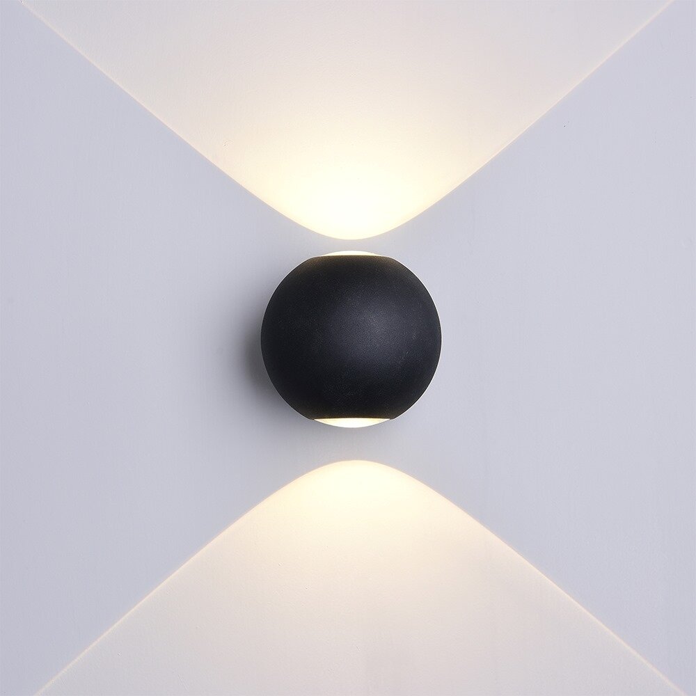 LED Wall Light, Black, Round, 6W, Warm Light 2