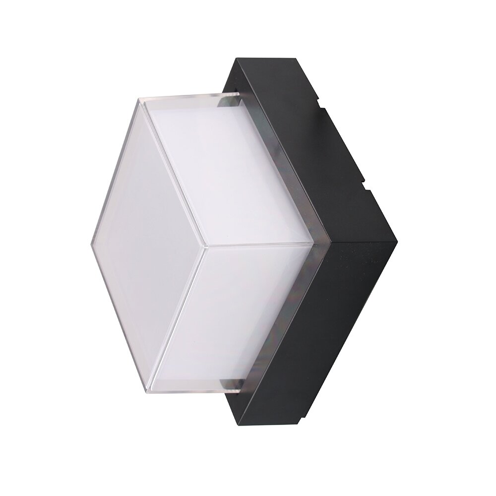 LED sieninis šviestuvas, juodas, kvadratinis, 12W, 145°, neutrali balta šviesa