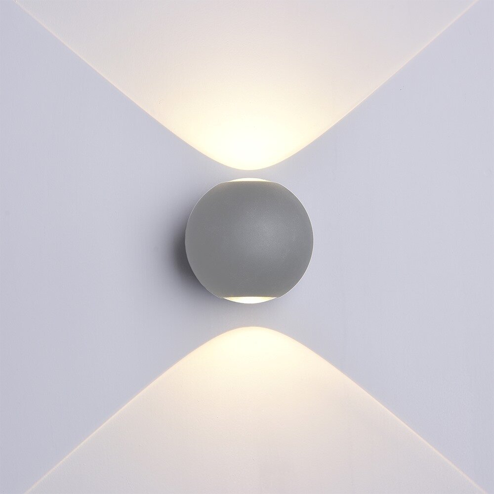 LED Wall Light, Grey, Round, 6W, Warm Light 2