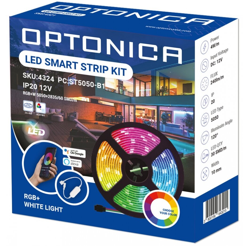 LED juostos rinkinys, 12V, Smart WiFi, Alexa, Google, RGBW spalvos