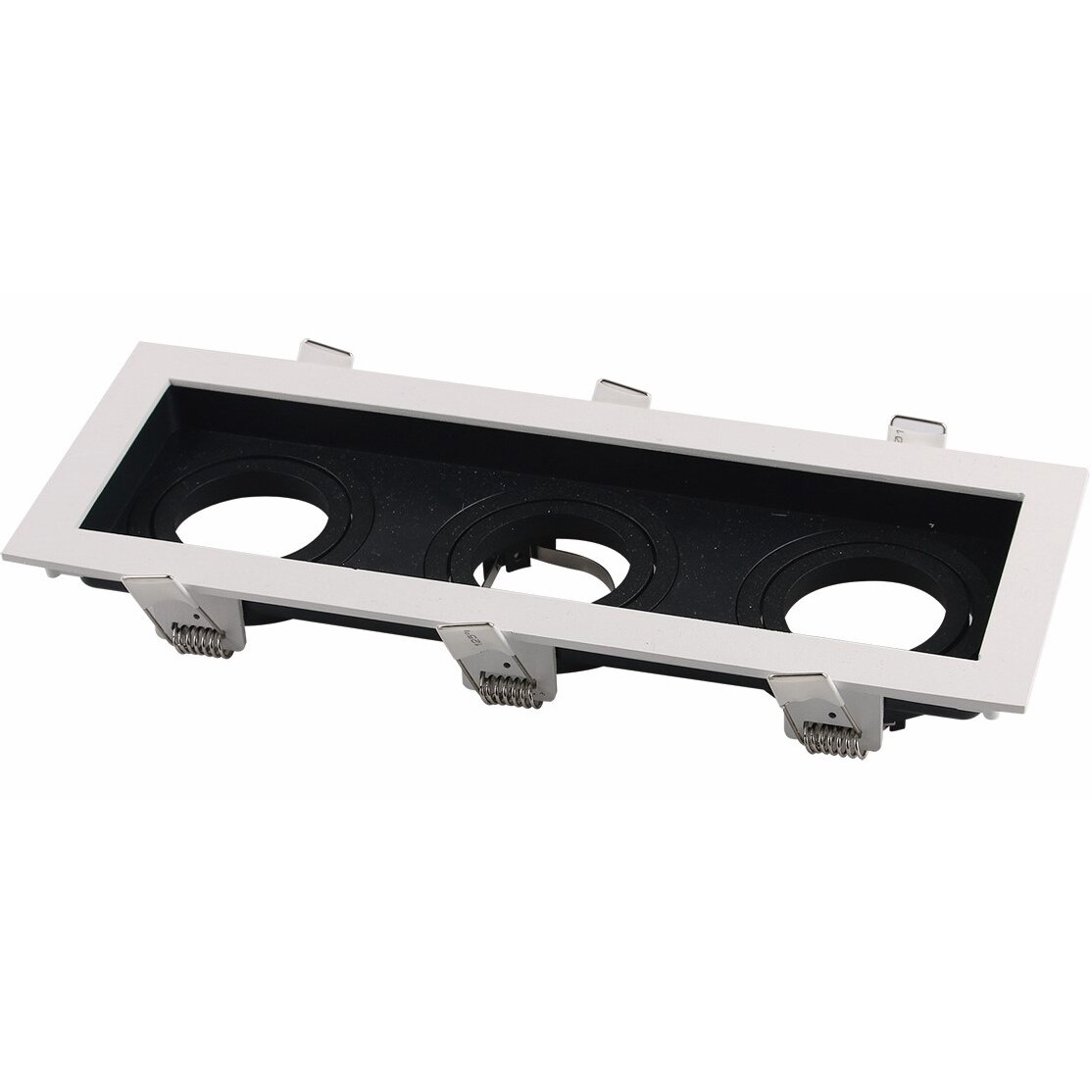 LED Spotlight Fixture, Square, 3 Sockets, White/Black