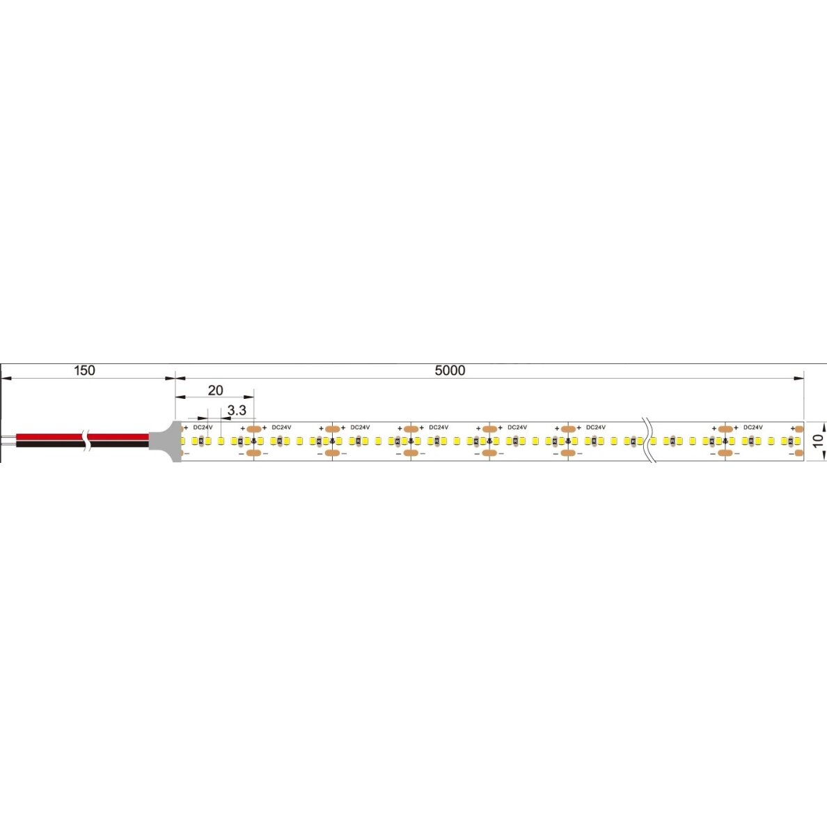 LED Strip 24W/m, 2200Lm/m, 24V, Warm Light 4