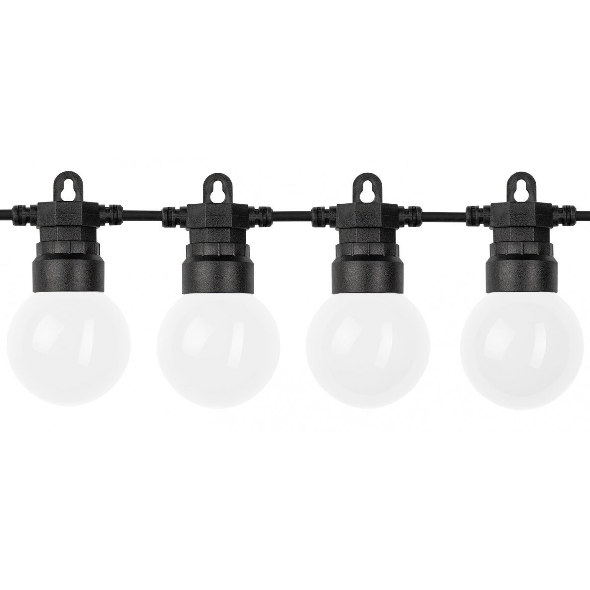 LED lauko saulės girlianda, 10m, 20 lizdų, G50, matinės lemputės, šilta balta šviesa LED lauko saulės girlianda, 10m, 20 lizdų, G50, matinės lemputės, šilta balta šviesa