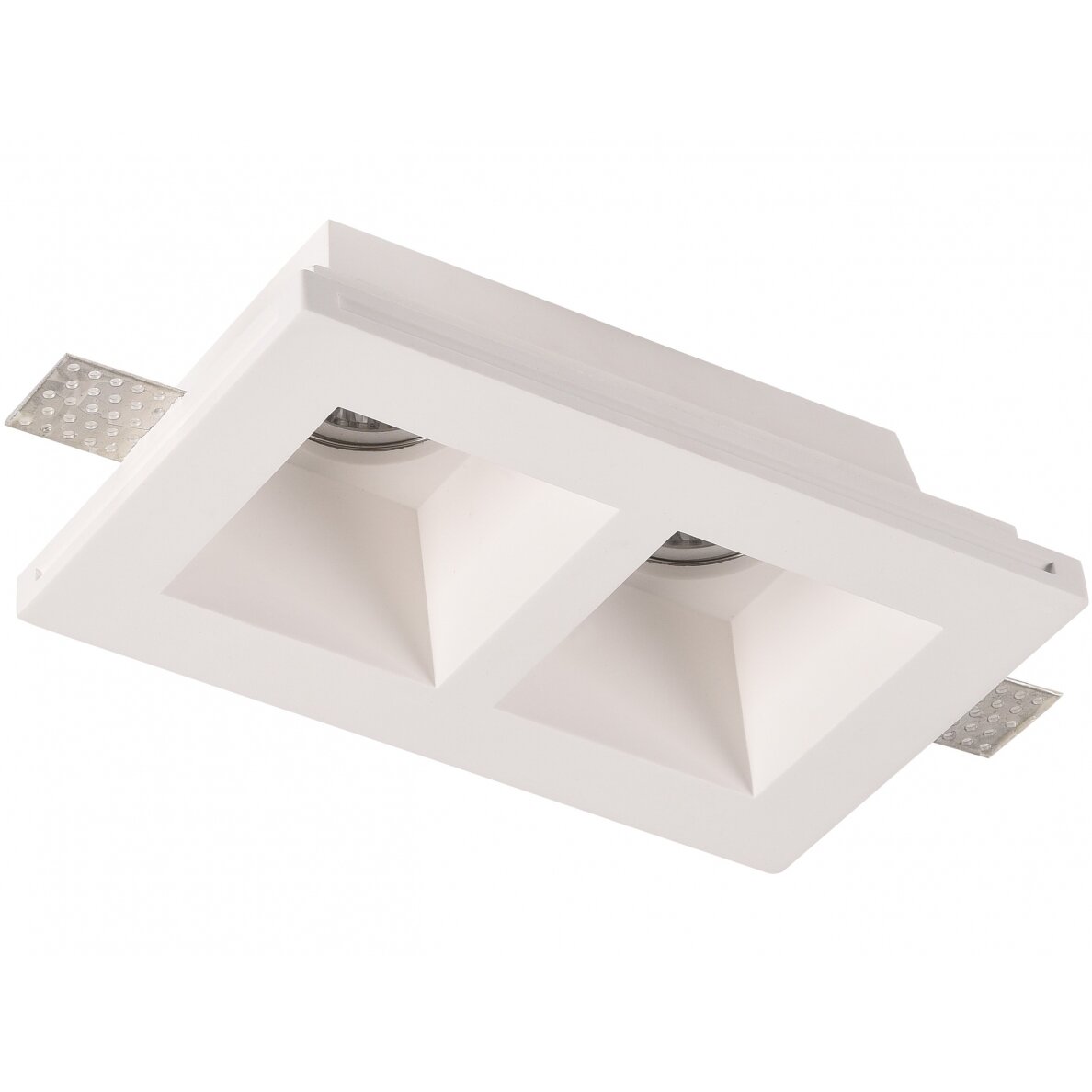 LED Ceiling Fitting, Square, Gypsum, 2 Sockets 1
