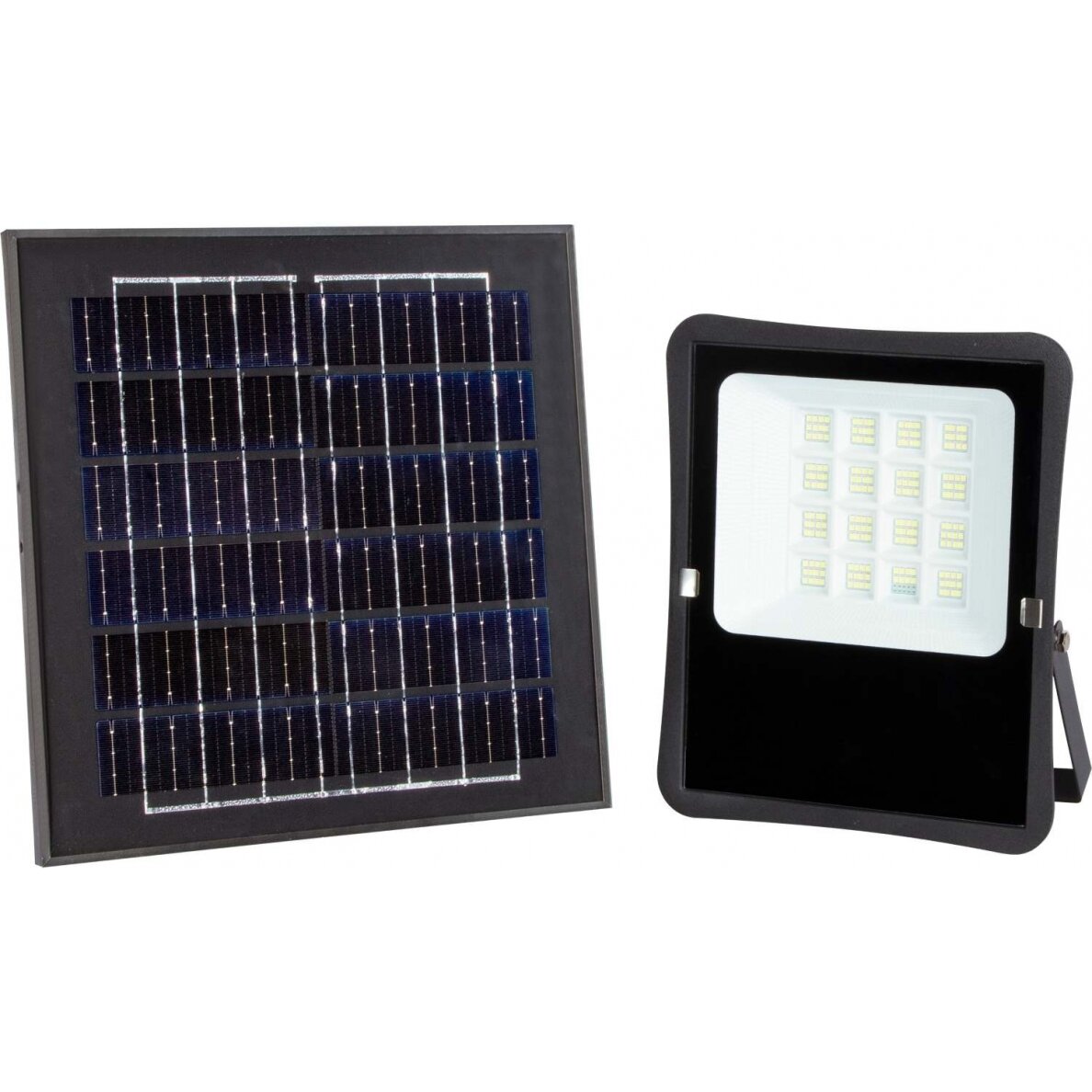 LED Floodlight, Black, with Solar Panel, 20W, 1600Lm, White Light