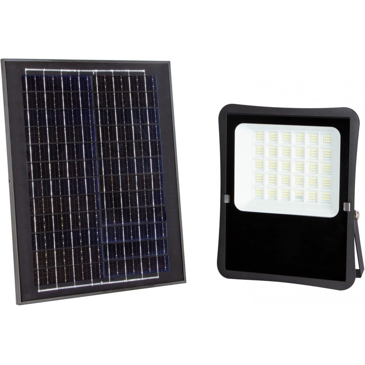 LED Floodlight, Black, with Solar Panel, 25W, 2200Lm, White Light