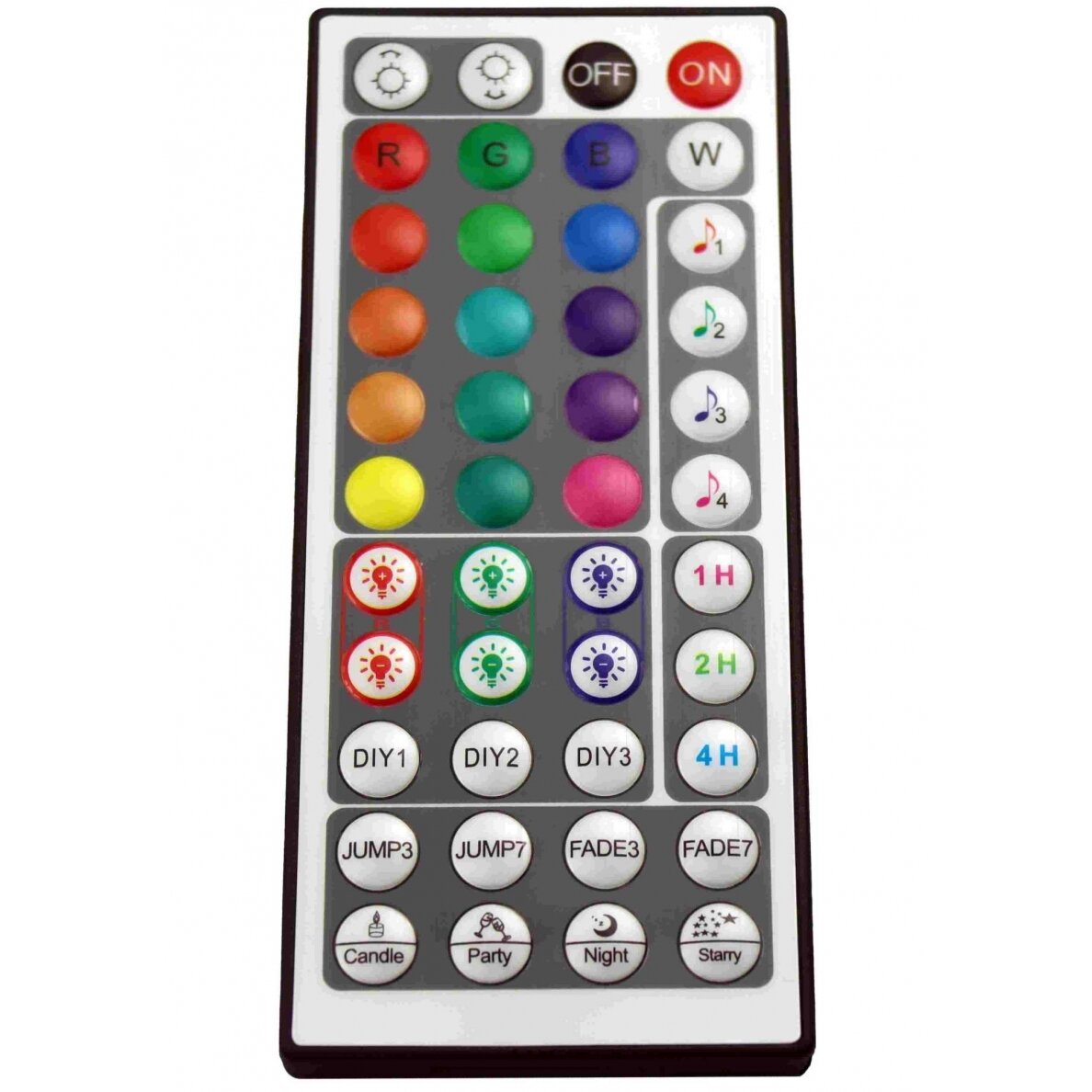 LED RGB Music maitinimo valdiklis, 12-24V, 3 kanalai, su IR pulteliu, 44 mygtukų, Tuya 1