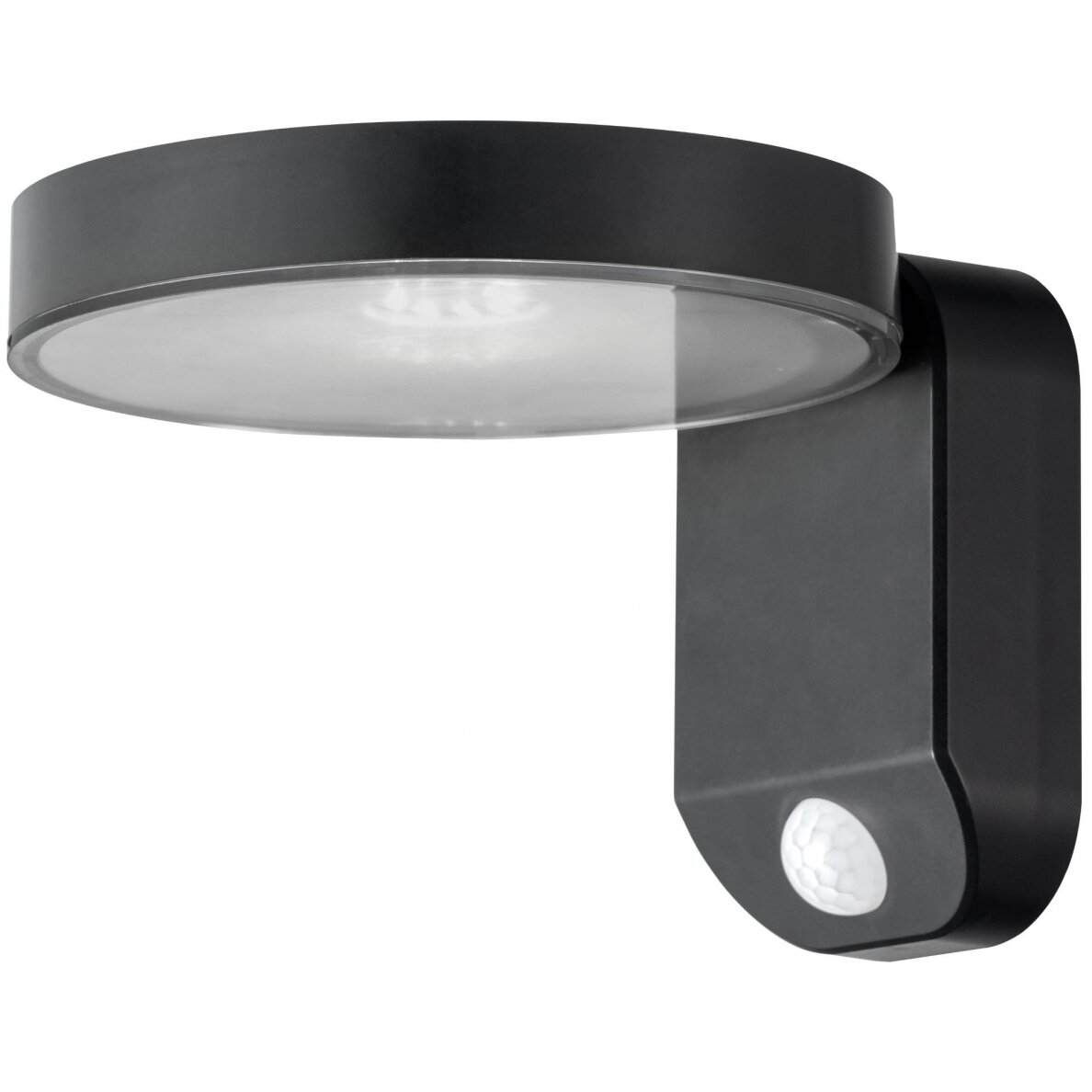 LED Solar Wall Lamp, Black, Round, 9W, Warm Light
