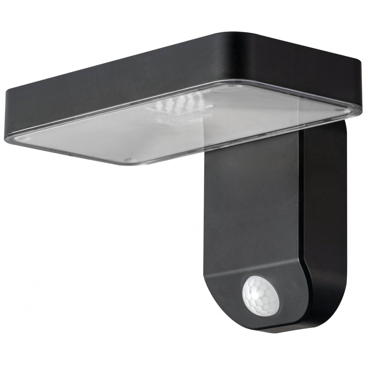 LED saulės sieninis šviestuvas, juodas, kvadratinis, 9W, šilta balta šviesa