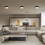 LED lubų šviestuvas, 18W, juodas, šilta balta šviesa 3 LED lubų šviestuvas, 18W, juodas, šilta balta šviesa 3
