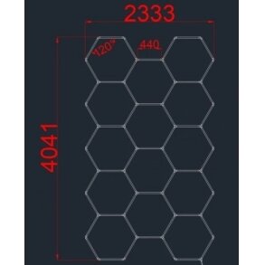 LED korys (hexagon), 14HEX, 456W, CCT šviesa 2