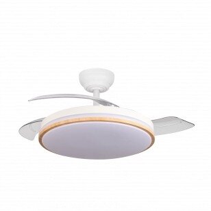 LED lubų šviestuvas/ventiliatorius, 30W, CCT šviesa, baltas/medis, nuotolinis valdymas LED lubų šviestuvas/ventiliatorius, 30W, CCT šviesa, baltas/medis, nuotolinis valdymas