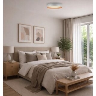 LED Ceiling Light, 36W, White/Wood, CCT Light 5