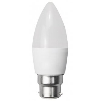 LED žvakė C37 B22 6W, šalta balta šviesa