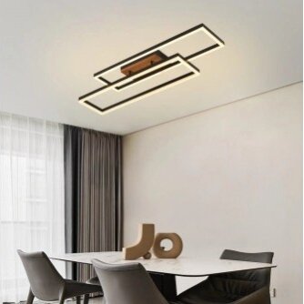 LED Ceiling Light, 86W, Black/Wood, CCT Light, Remote Control 3
