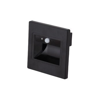 LED laiptų šviestuvas, kvadratinis, juodas, 1W, su jutikliu, šilta balta šviesa
