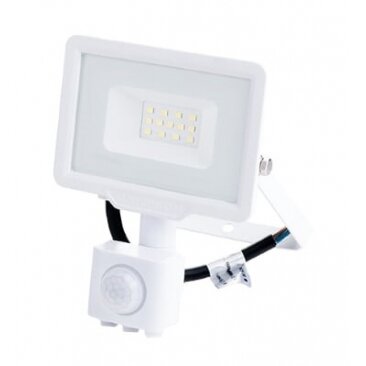 LED Floodlight, White, City Line, PIR Sensor, 10W, Warm Light